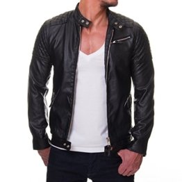 Prestige Homme Herren Jacke Kunst Leder Biker Gesteppt MR08 - 1