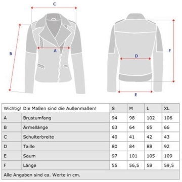 TRISENS DAMEN LEDERJACKE BIKER KURZ MOTORRAD JACKE KUNST PU LEDER SCHWARZ SILBER, Farbe:Schwarz;Größe:S - 