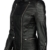 TRISENS DAMEN LEDERJACKE BIKER KURZ MOTORRAD JACKE KUNST PU LEDER SCHWARZ SILBER, Farbe:Schwarz;Größe:S - 