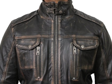Vintage schwarze Herren Bikerjacke aus Leder (4X-Large) - 