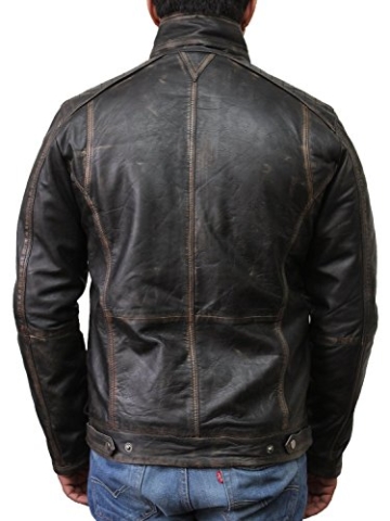 Vintage schwarze Herren Bikerjacke aus Leder (4X-Large) - 