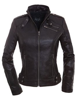 Damen Biker Lederjacke Valery in Schwarz (M) -