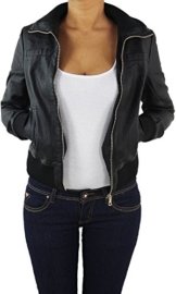 Damen Lederjacke Kunstlederjacke Leder Jacke Damenjacke Jacket Bikerjacke 09all M Schwarz -