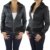 Damen Lederjacke Kunstlederjacke Leder Jacke Damenjacke Jacket Bikerjacke 09all M Schwarz - 