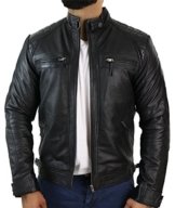 Herrenjacke 100% Echtleder Schwarz Braun Biker Stil Retro Weiches Leder Lässig -