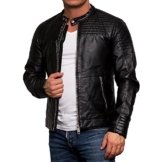 Jack & Jones Herren Jacke Lederjacke Übergangsjacke Bikerjacke 7006, schwarz -