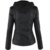 Newbestyle Kapuzen Kunstleder Damen Jacke Motorradjacke Ladies Oberbekleidung (Normale EU-Größe) - 