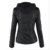 Paris Hill Damen Herbst Winter Kapuzen Kunstleder Jacke Motorradjacke Ladies Oberbekleidung Schwarz L - 