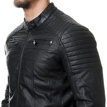 Redbridge Herren Biker Kunstleder Jacke mit gesteppten Bereichen M6037 M6028 M6013 Red bridge (M, Black) - 