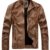 Vogstyle Herrn Kunstlederjacke Stehkragen Biker Jacke Kunst Zipper Lederjacke Khaki 52 Art 3 - 