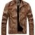 Vogstyle Herrn Kunstlederjacke Stehkragen Biker Jacke Kunst Zipper Lederjacke Khaki 52 Art 3 -