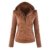 Newbestyle Damen Kapuzen PU-Leder Jacke (Normale EU-Größe) -