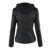 Newbestyle Kapuzen Kunstleder Damen Jacke Motorradjacke Ladies Oberbekleidung (Normale EU-Größe) (40 Small, schwarz) - 