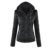 Newbestyle Kapuzen Kunstleder Damen Jacke Motorradjacke Ladies Oberbekleidung (Normale EU-Größe) (40 Small, schwarz) -