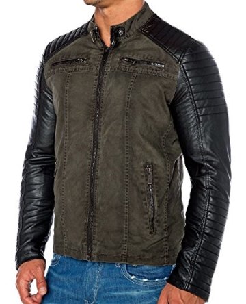 Red Bridge Jacke Herren Biker Kunst- Lederjacke R-41451W Redbridge (XL, Khaki) - 