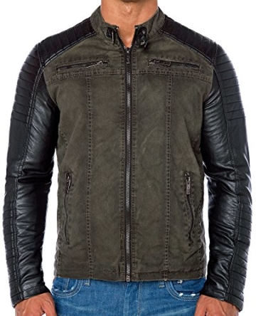 Red Bridge Jacke Herren Biker Kunst- Lederjacke R-41451W Redbridge (XL, Khaki) - 