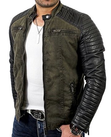 Red Bridge Jacke Herren Biker Kunst- Lederjacke R-41451W Redbridge (XL, Khaki) -