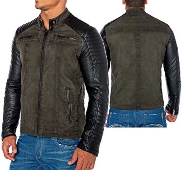 Red Bridge Jacke Herren Biker Kunst- Lederjacke R-41451W Redbridge (XL, Khaki) - 