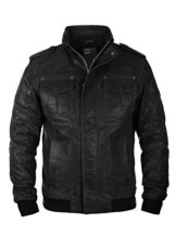 SOLID Cash Herren Lederjacke Echtleder Bikerjacke aus gewaschenem 100% Rau-Leder, Größe:M, Farbe:Black (9000) -